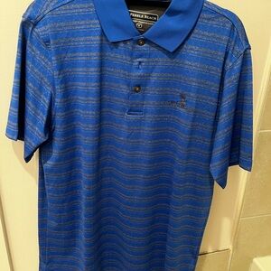 Pebble Beach Men's Polo in Blue with Subtle Stripes